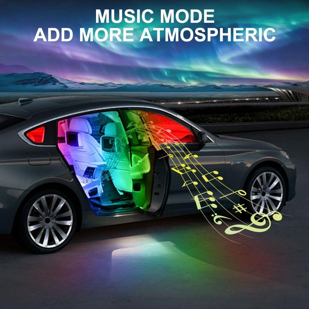 Luces LED Interior Automóvil TEKSHINNY FWD 4 Pcs RGB Recargables