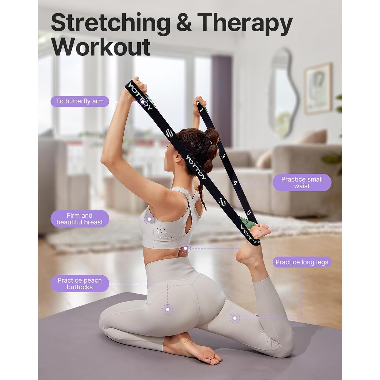 Correa de Yoga YOTTOY con 10 Bucles y Bandas de Resistencia