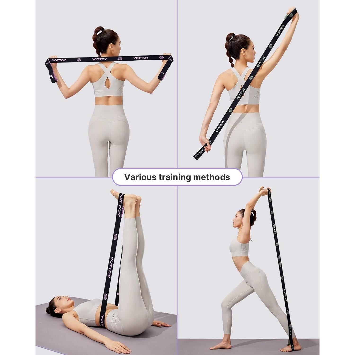 Correa de Yoga YOTTOY con 10 Bucles y Bandas de Resistencia