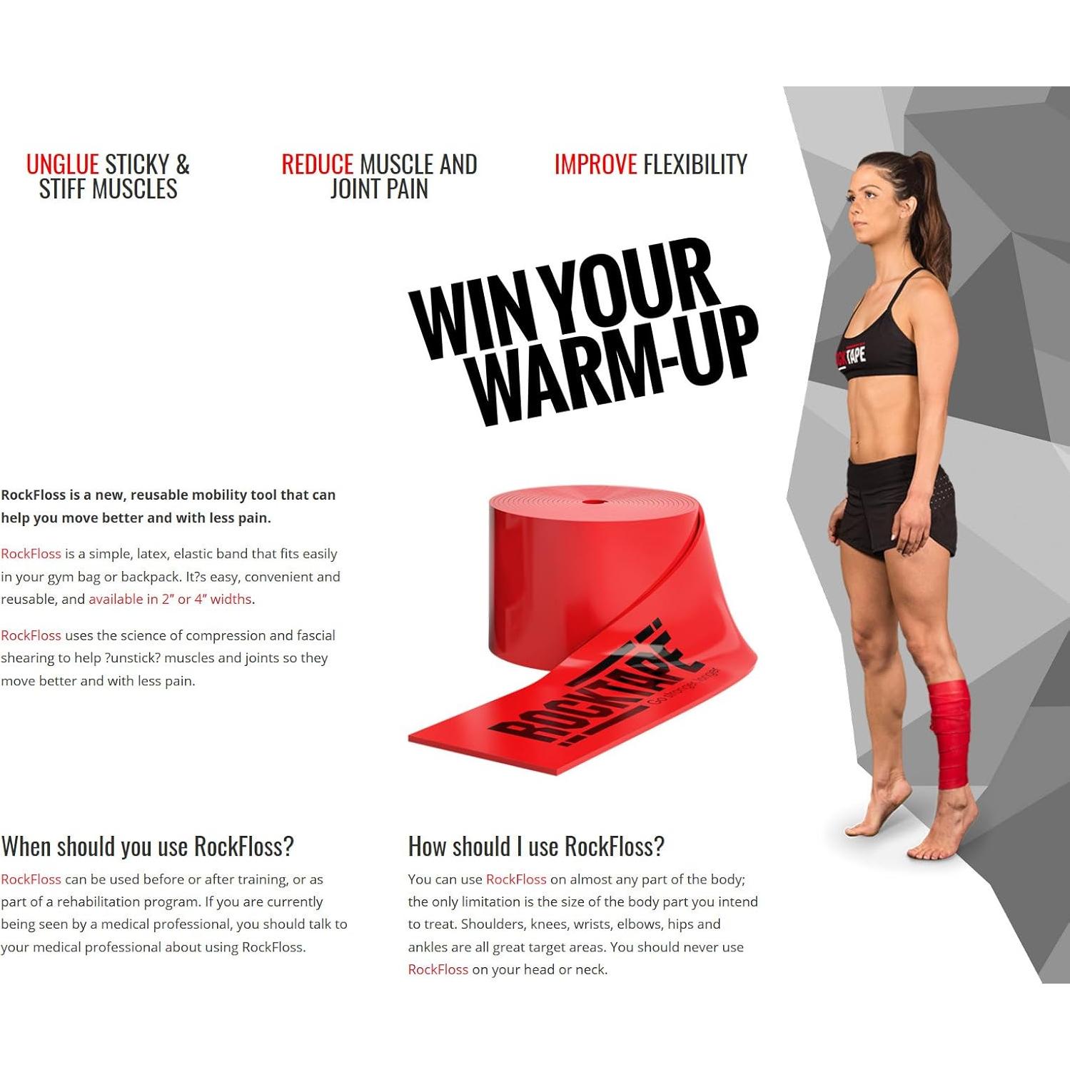 RockTape RockFloss Banda de Movilidad 5,08 cm Rojo