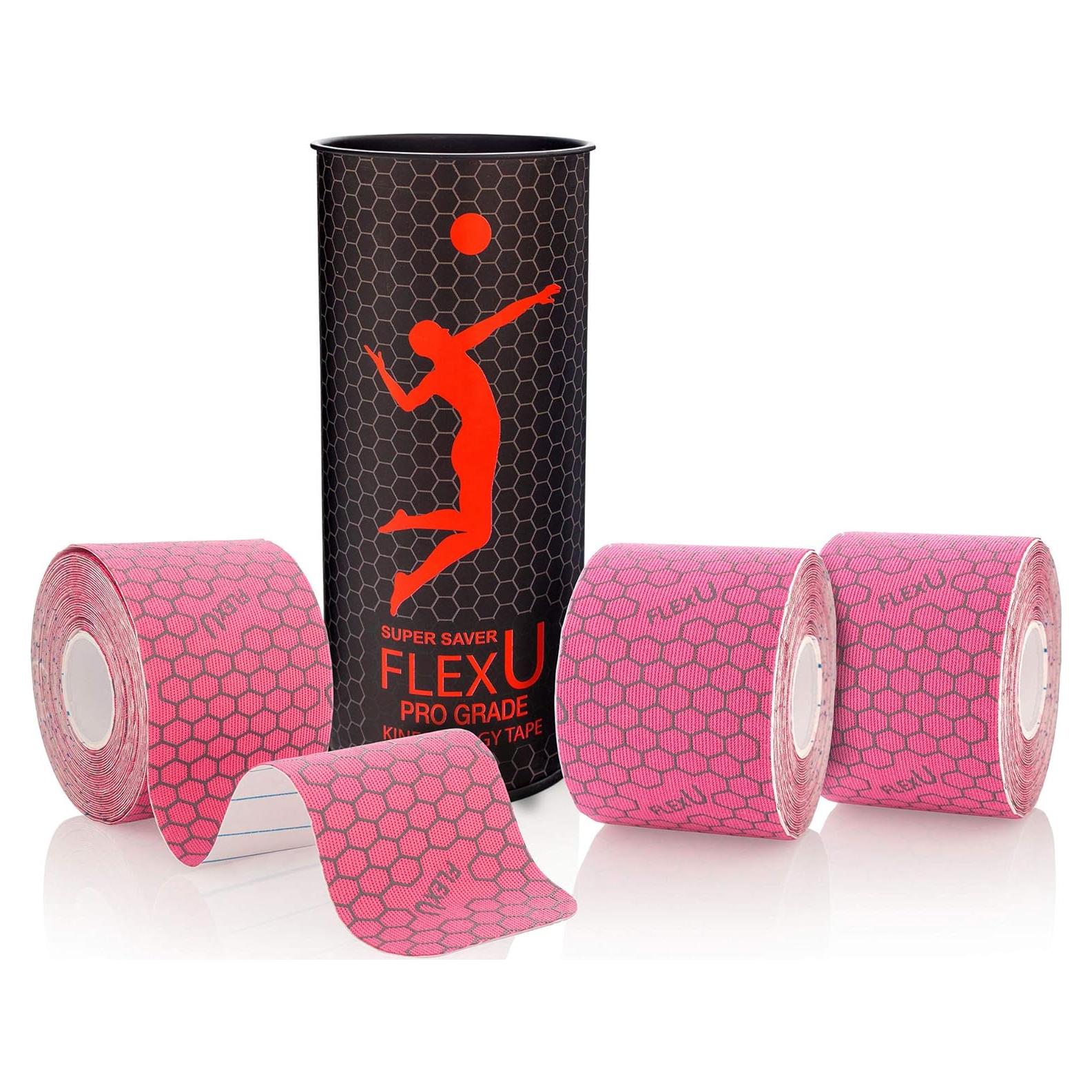 Cinta de Kinesiología FlexU Rosa - 60 tiras 5x25 cm