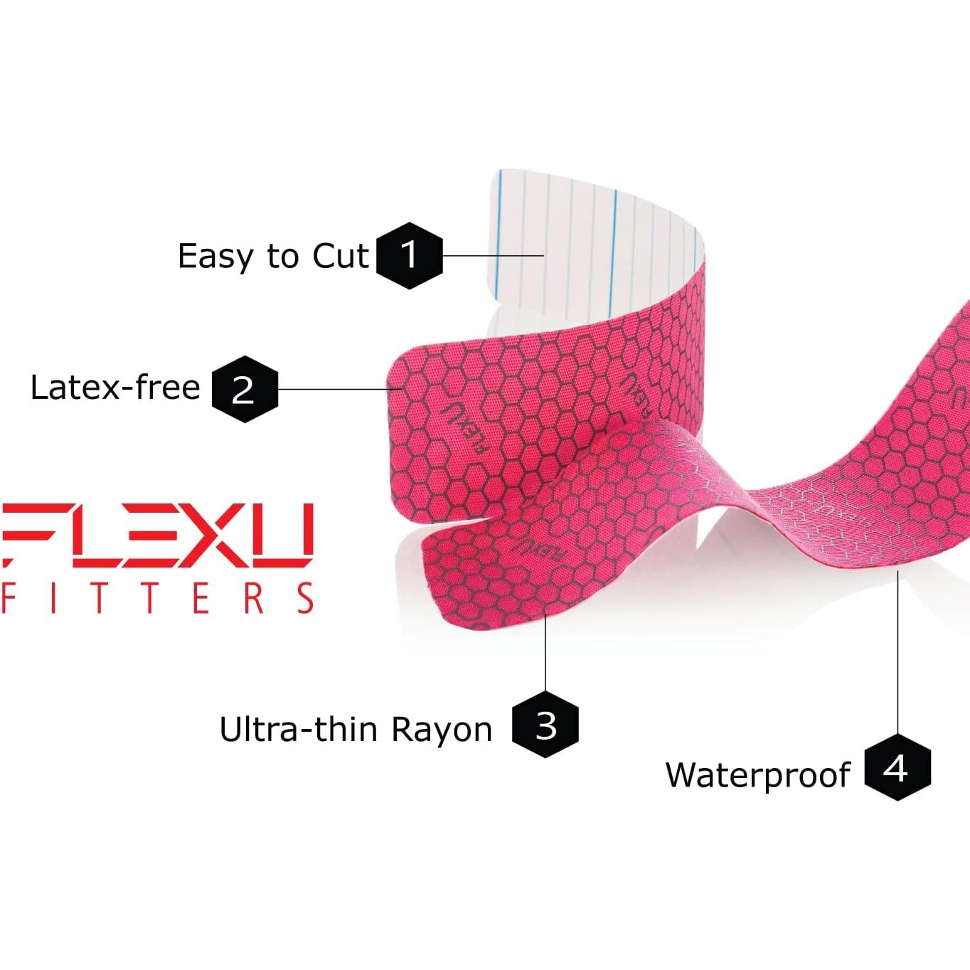 Cinta de Kinesiología FlexU Rosa - 60 tiras 5x25 cm