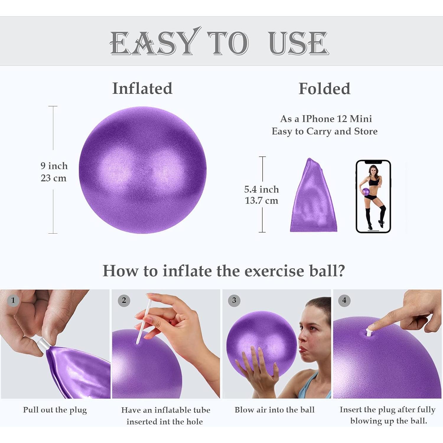 Pelota de Pilates Goonidy 22,86 cm Morada para Ejercicio