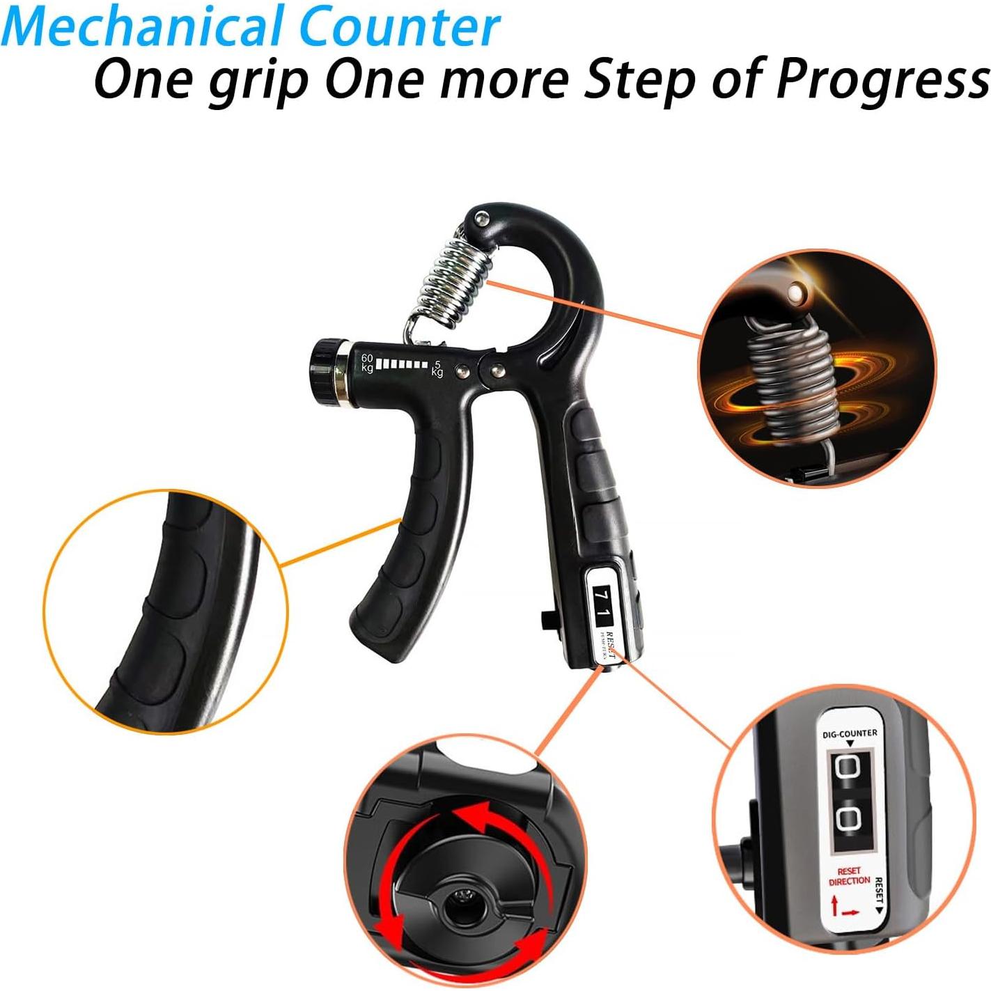 Entrenador de agarre SPDTECH ajustable 5-60kg con contador