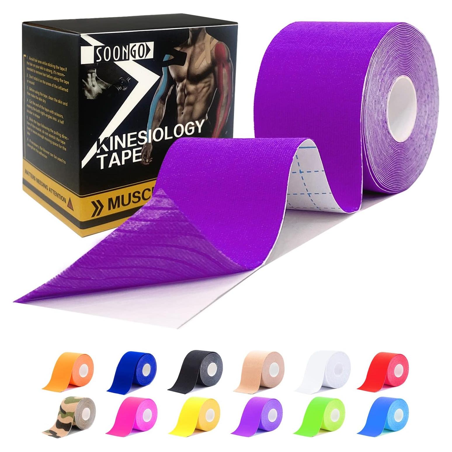 Cinta Kinesiológica SOONGO 5 cm Morado - Alivio Dolor Muscular