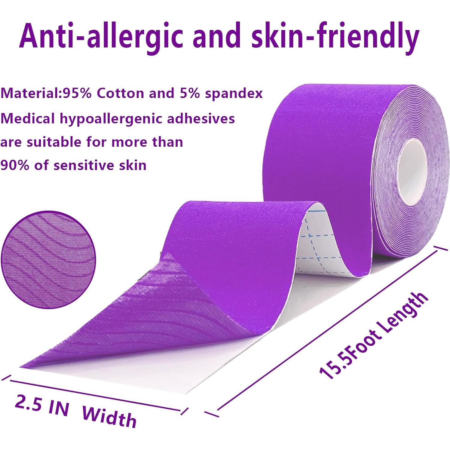 Cinta Kinesiológica SOONGO 5 cm Morado - Alivio Dolor Muscular