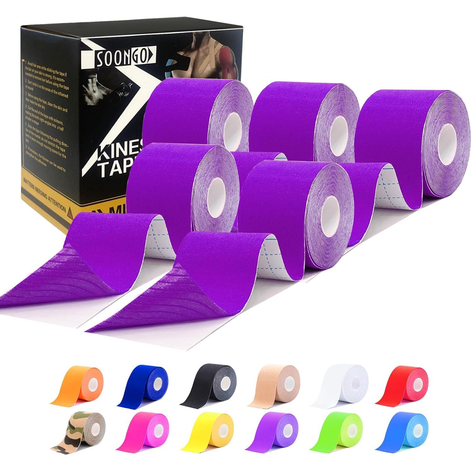 Cinta Kinesiológica SOONGO 5 cm Morado - Alivio Dolor Muscular