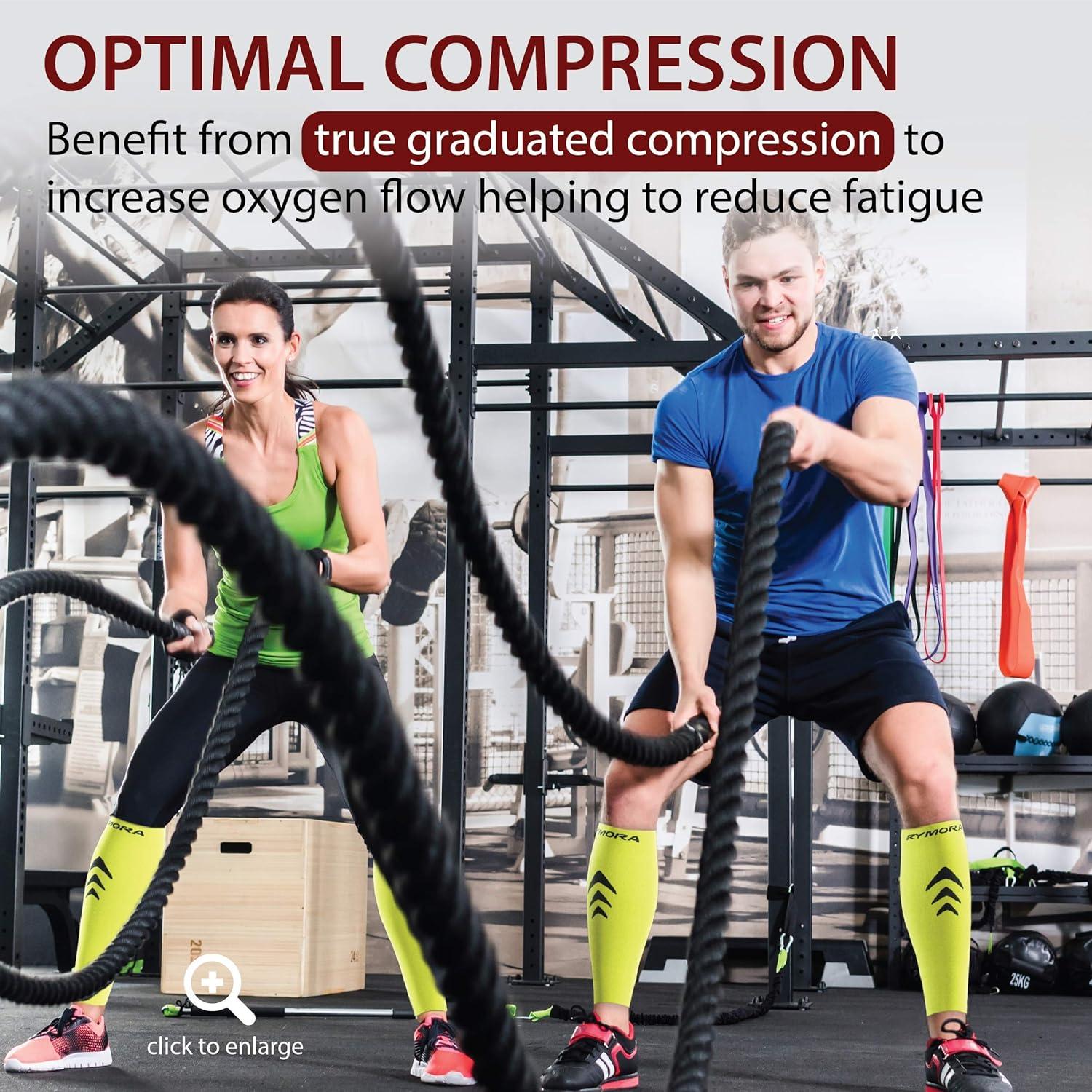 Manguitos de Compresión Rymora para Pantorrillas Unisex - Alivio Dolor 20-30 mmHg