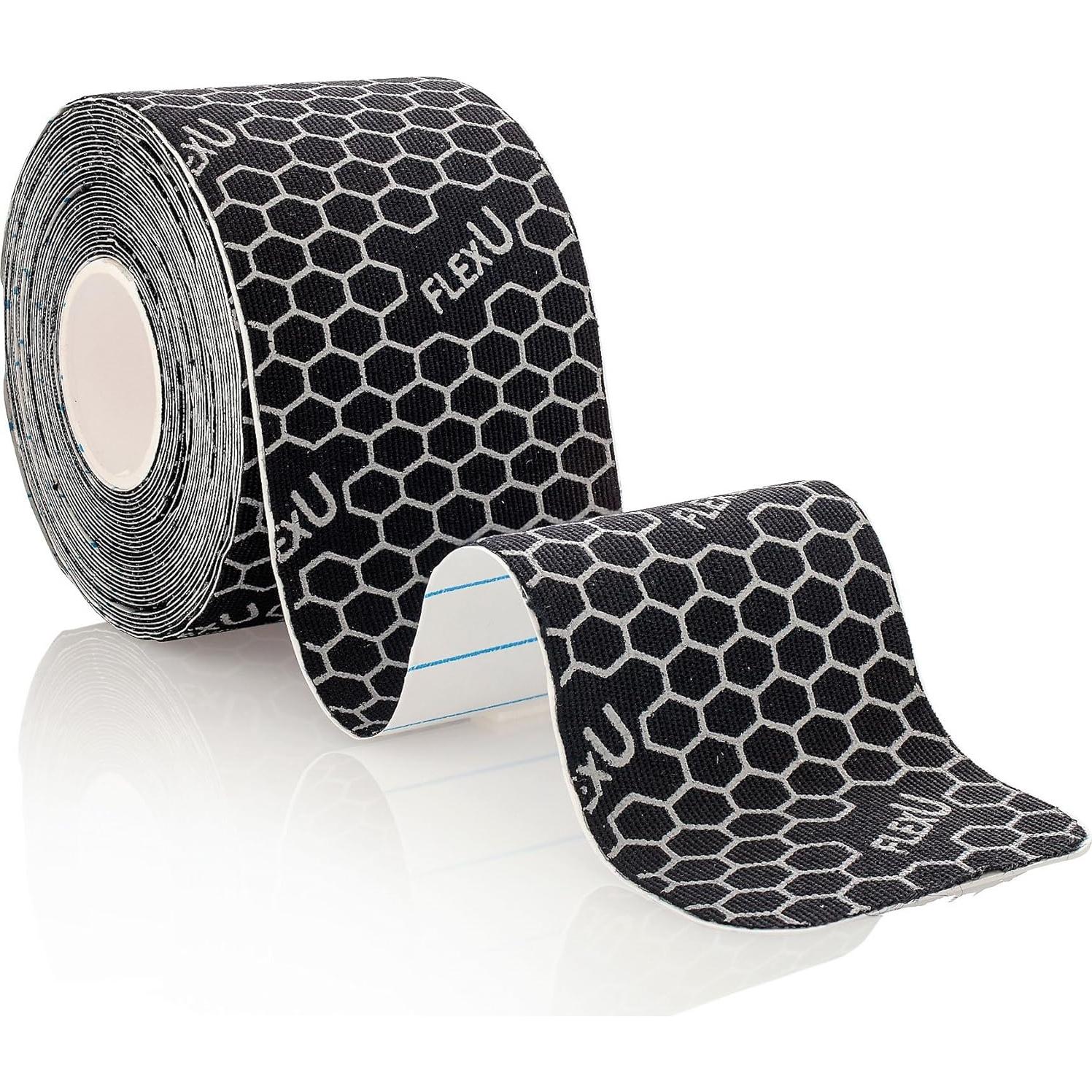 Cinta de Kinesiología FlexU Negra - 60 Tiras Pre-Cortadas