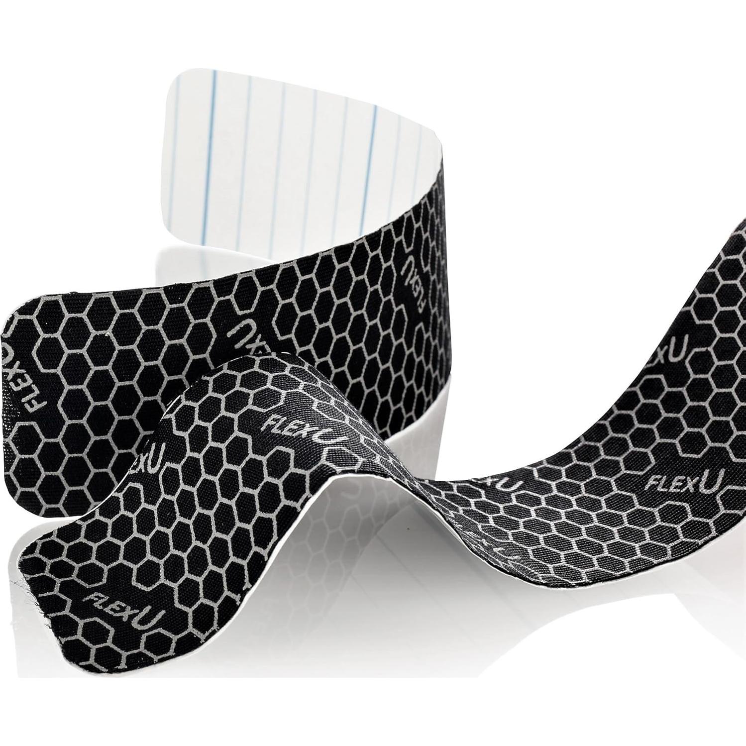 Cinta de Kinesiología FlexU Negra - 60 Tiras Pre-Cortadas