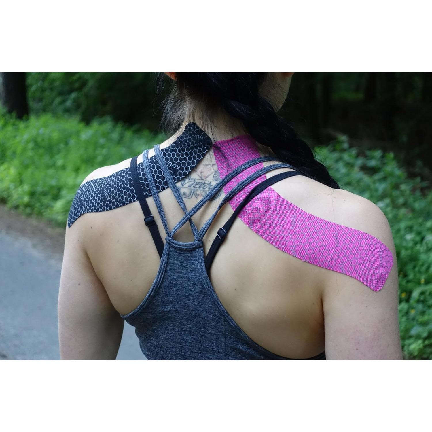 Cinta de Kinesiología FlexU Negra - 60 Tiras Pre-Cortadas