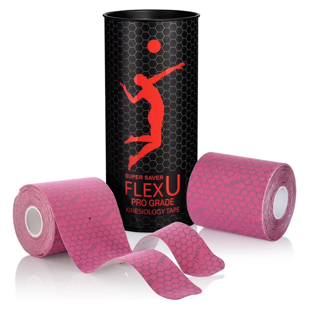 Cinta de Kinesiología FlexU Pro-Combo-Pack 10,16 cm Rosa