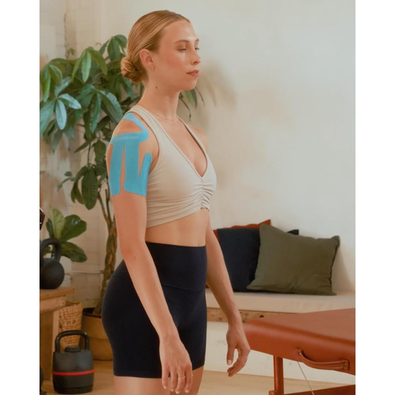 Cinta Kinesiológica Spidertech Pre-Cortada Hombro Azul 4 Unidades