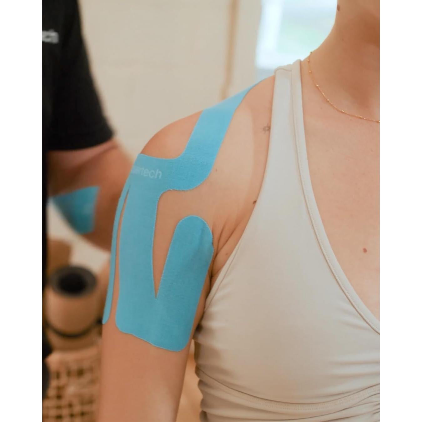 Cinta Kinesiológica Spidertech Pre-Cortada Hombro Azul 4 Unidades