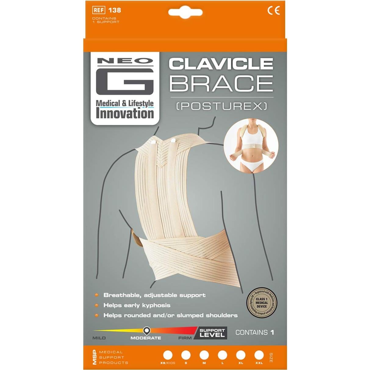 Faja Clavicular Neo G - Soporte Espalda Ajustable S - Beige