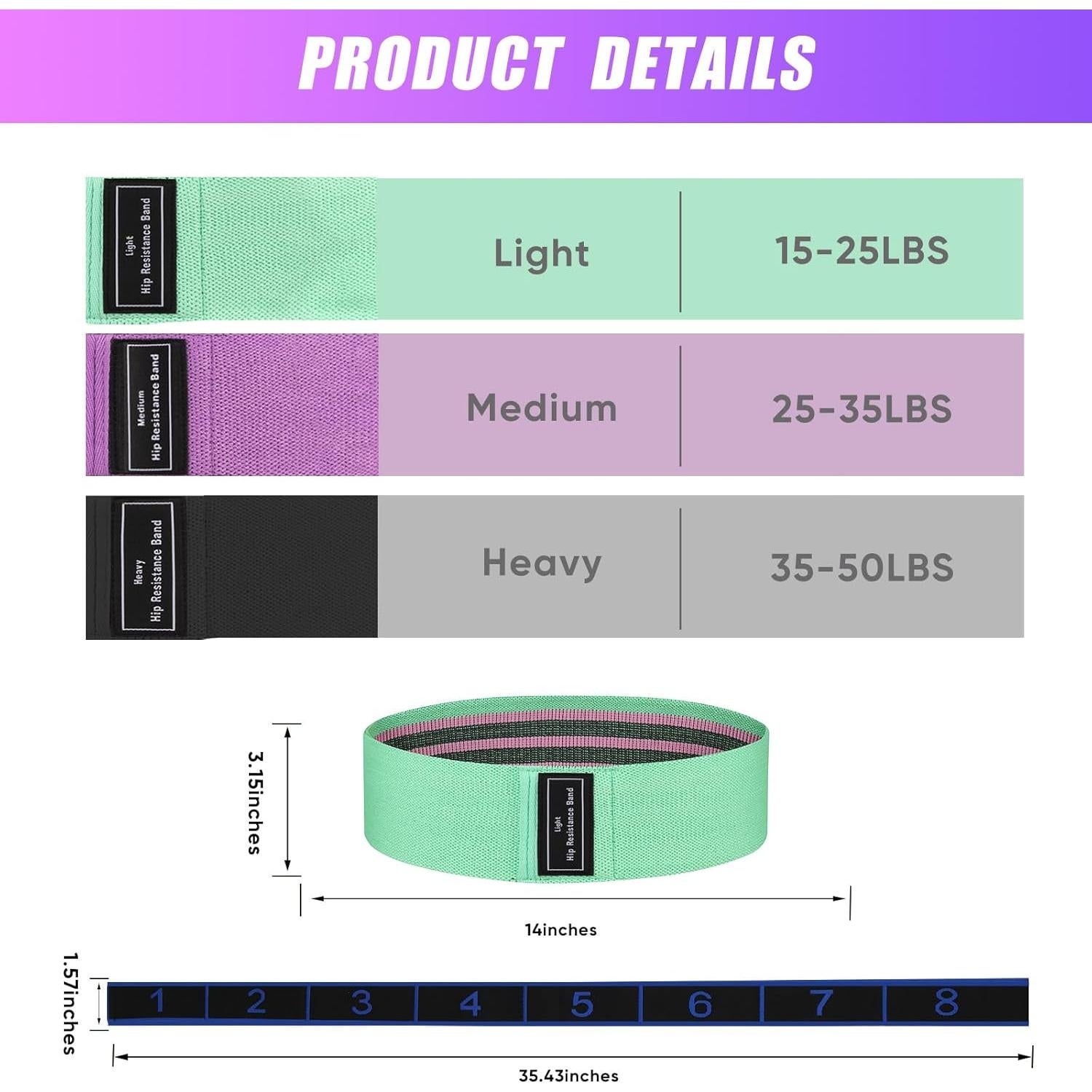 Juego de Bandas de Resistencia JIN BD 4 Niveles para Fitness
