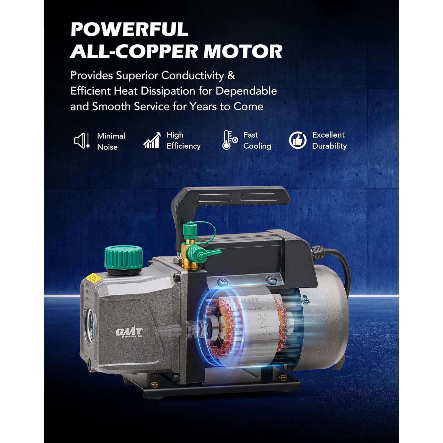 Bomba de Vacío Orion Motor Tech 4.5 CFM 1/3 HP HVAC