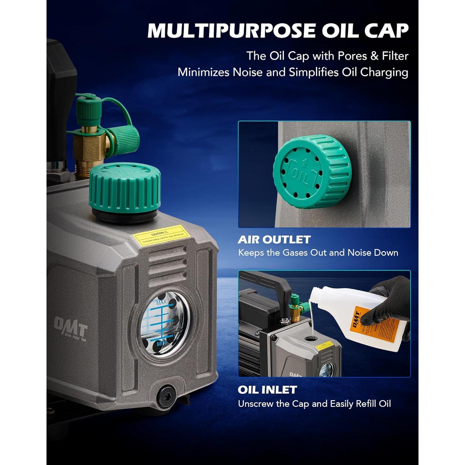 Bomba de Vacío Orion Motor Tech 4.5 CFM 1/3 HP HVAC