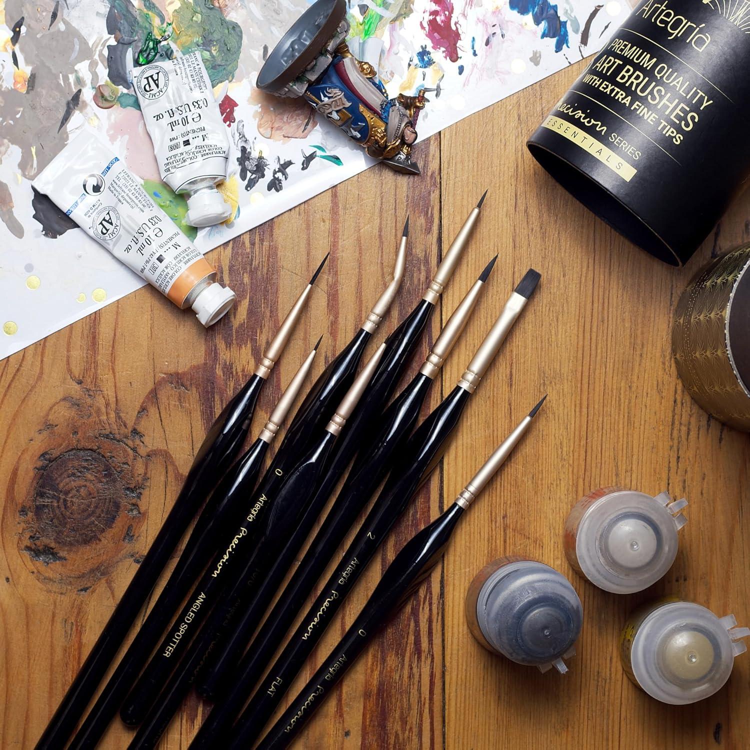 Juego de Pinceles Detallados ARTEGRIA, 8 Piezas Ergonómicas