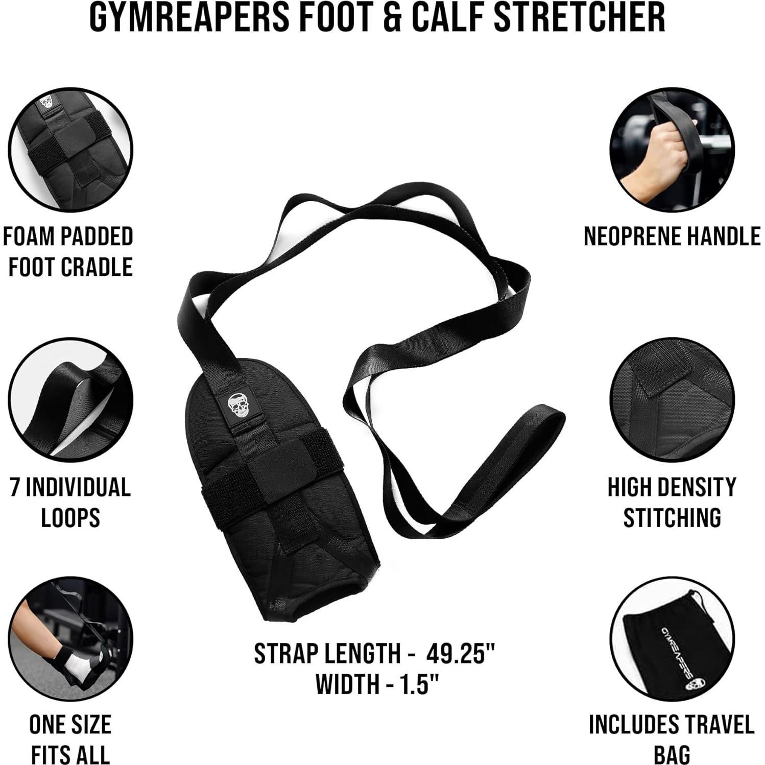 Estirador de pies y pantorrillas Gymreapers - Nylon, Negro