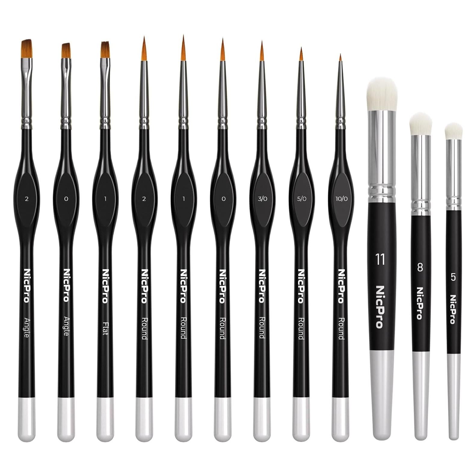 Juego de Pinceles de Pintura Nicpro - Set de 12 Pinceles