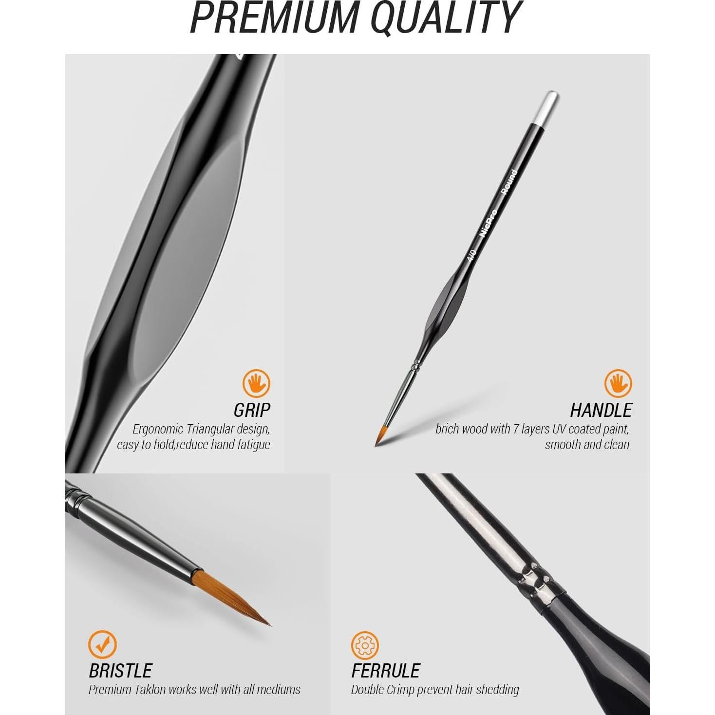 Juego de Pinceles de Pintura Nicpro - Set de 12 Pinceles