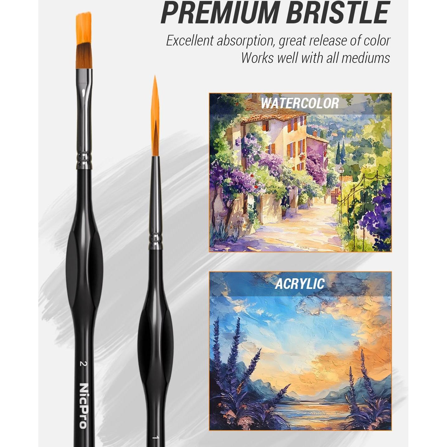 Juego de Pinceles de Pintura Nicpro - Set de 12 Pinceles