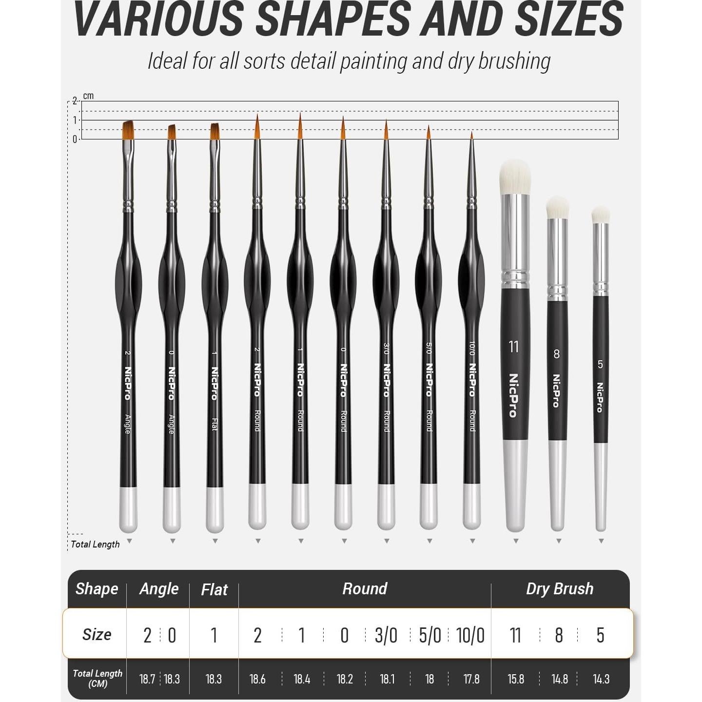 Juego de Pinceles de Pintura Nicpro - Set de 12 Pinceles