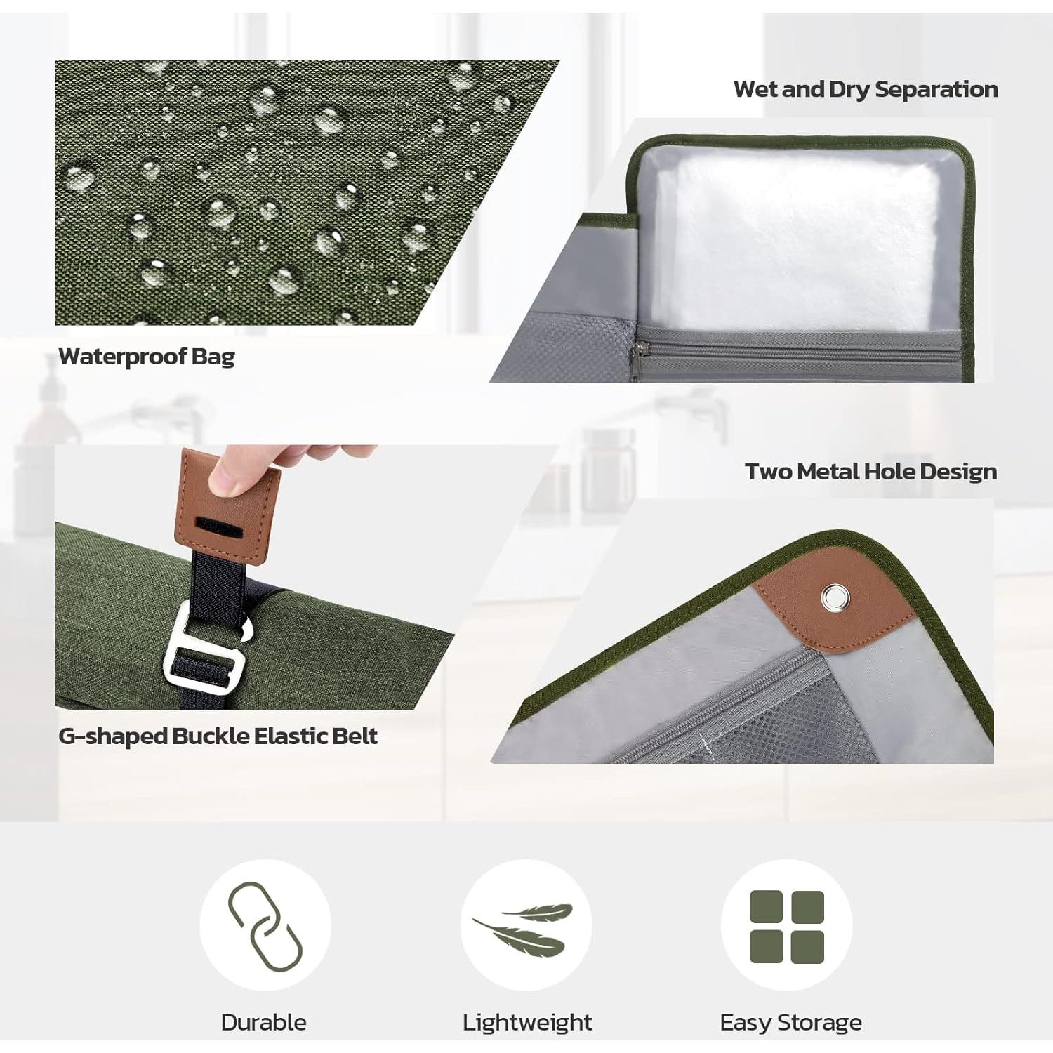 Bolsa de Aseo Estour Verde Ejército Compacta Resistente