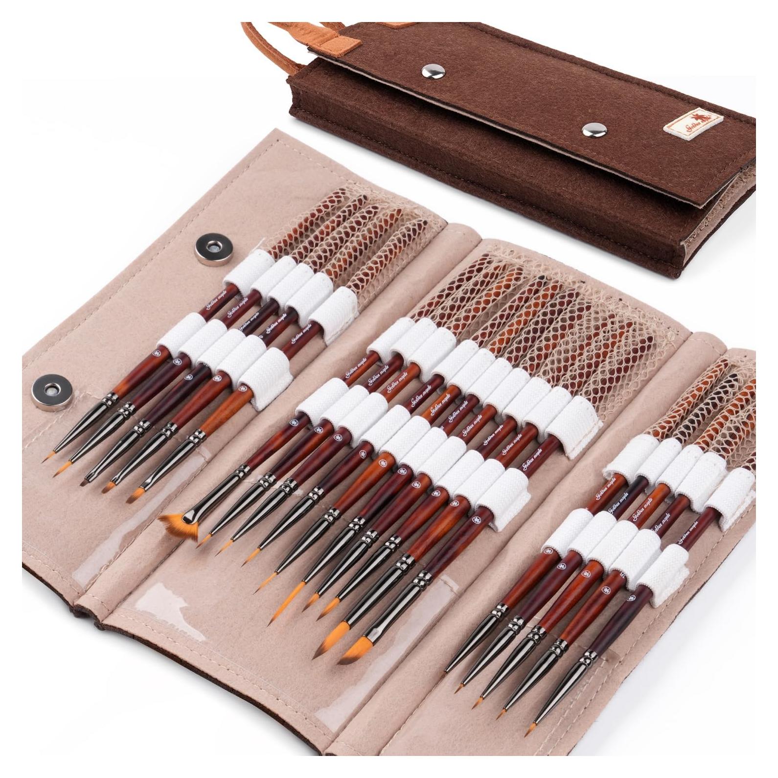 Juego de Pinceles Miniatura Arce Dorado 20 Piezas Detalle