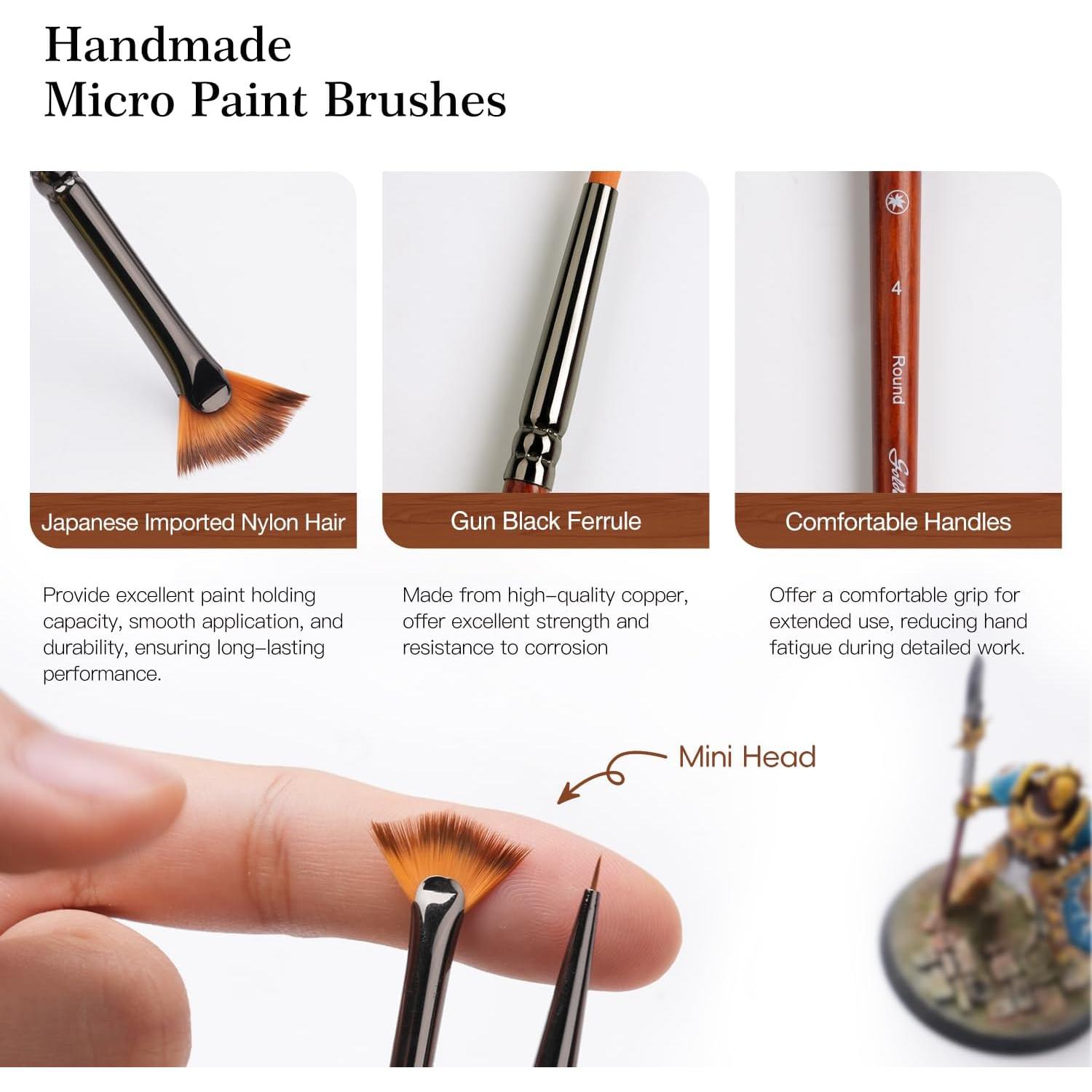 Juego de Pinceles Miniatura Arce Dorado 20 Piezas Detalle