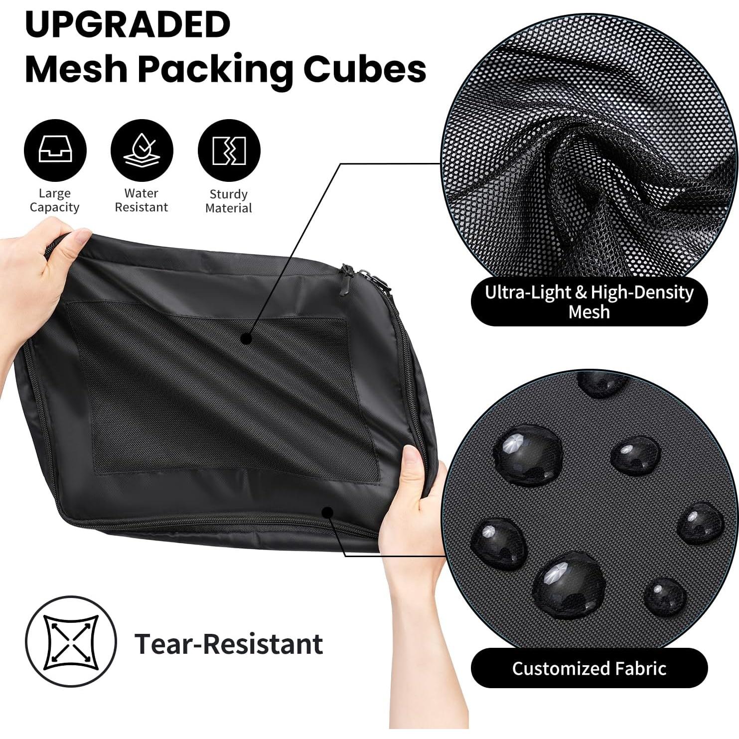 Cubos de Empaque Prezon 8 Set Organizador de Viaje Negro