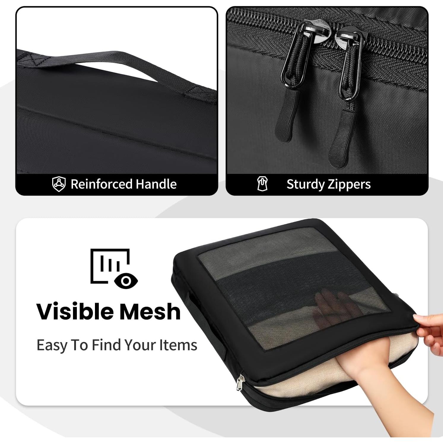 Cubos de Empaque Prezon 8 Set Organizador de Viaje Negro