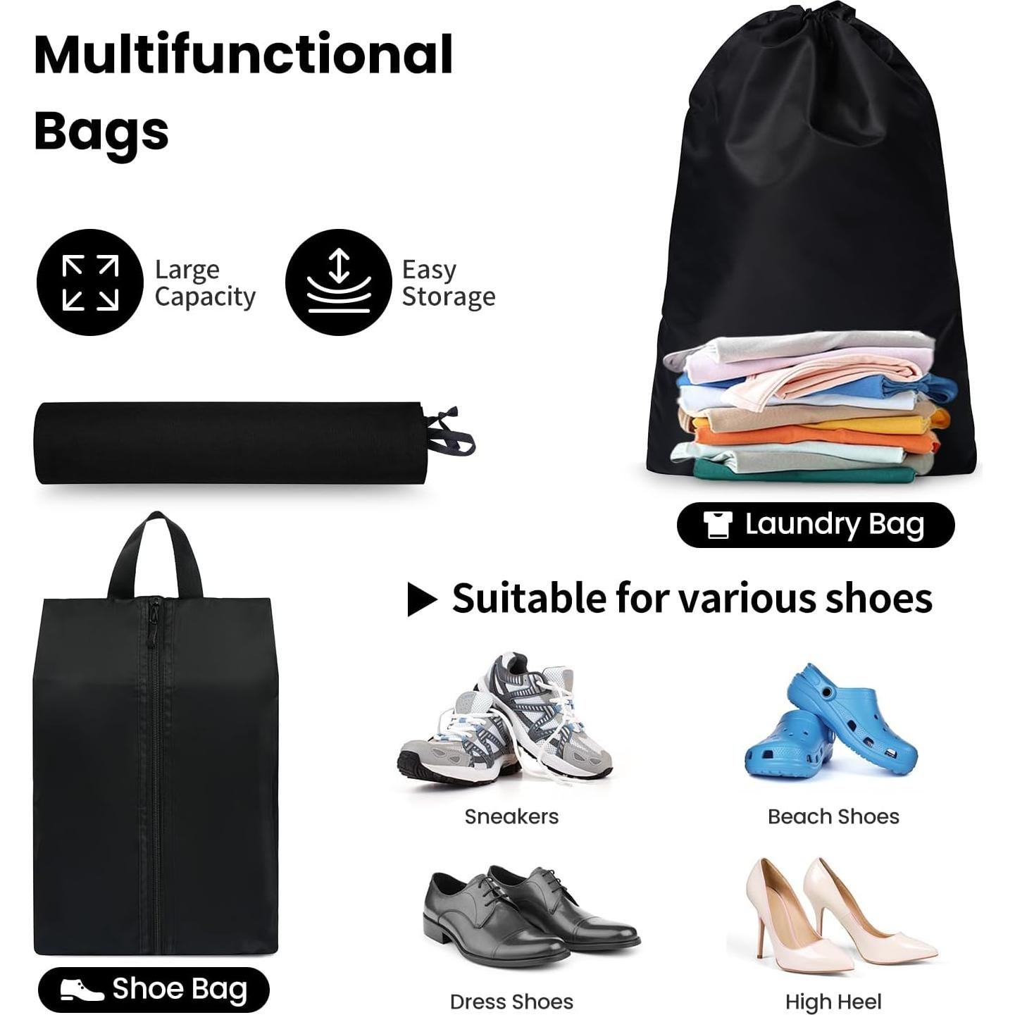 Cubos de Empaque Prezon 8 Set Organizador de Viaje Negro