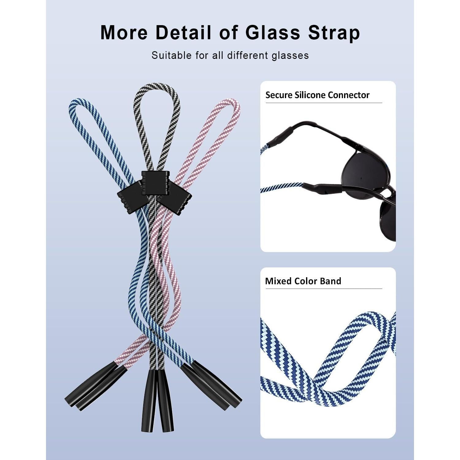 Paquete de 3 correas para gafas de sol - Ajustables y cómodas