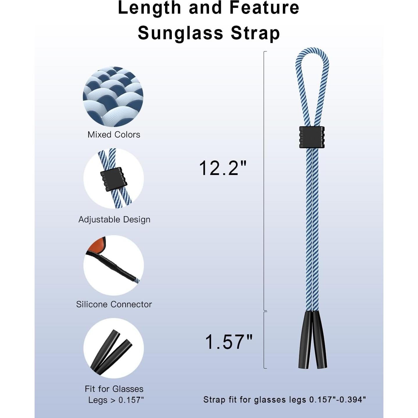 Paquete de 3 correas para gafas de sol - Ajustables y cómodas