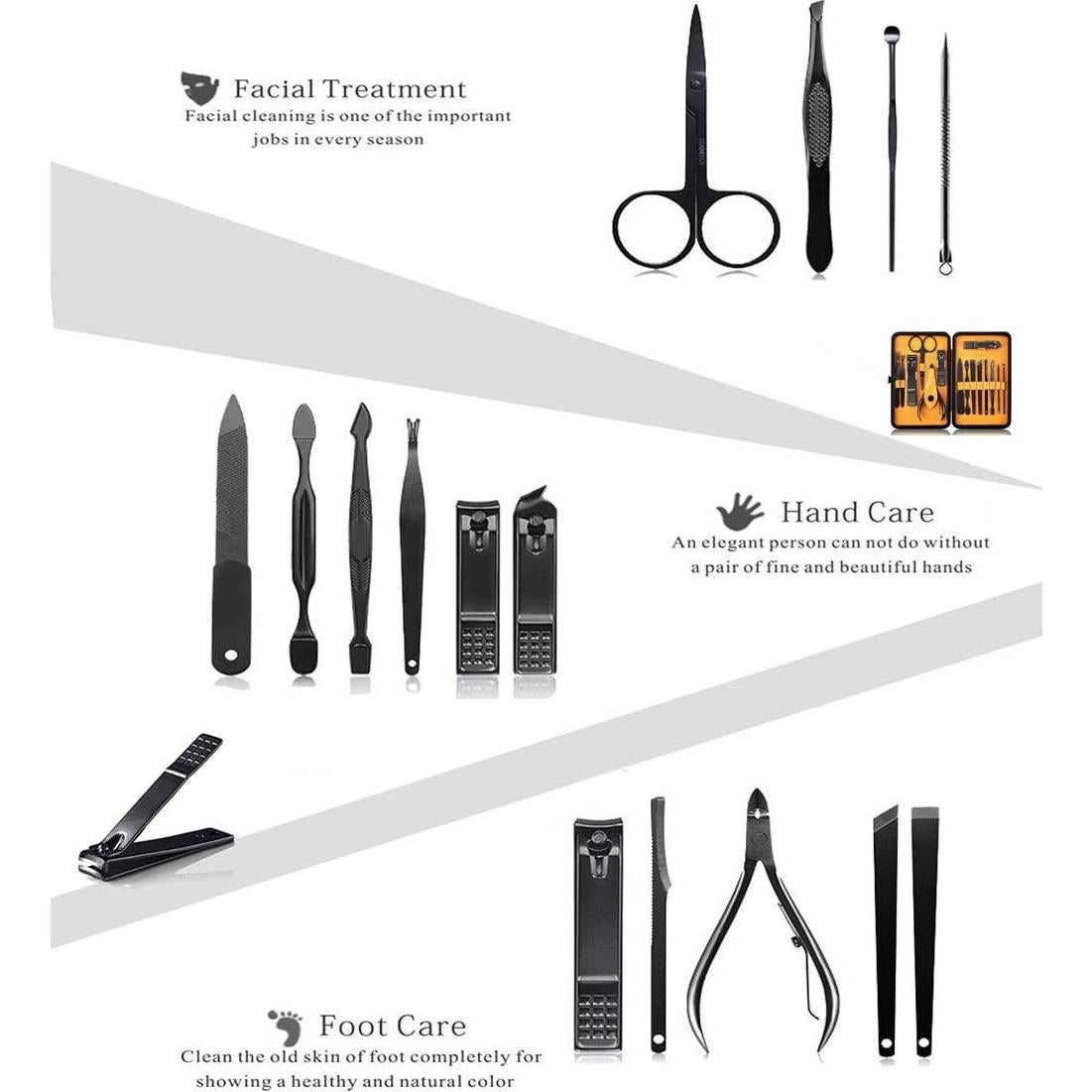 Kit de herramientas de manicura 15 piezas YHIT negro/amarillo