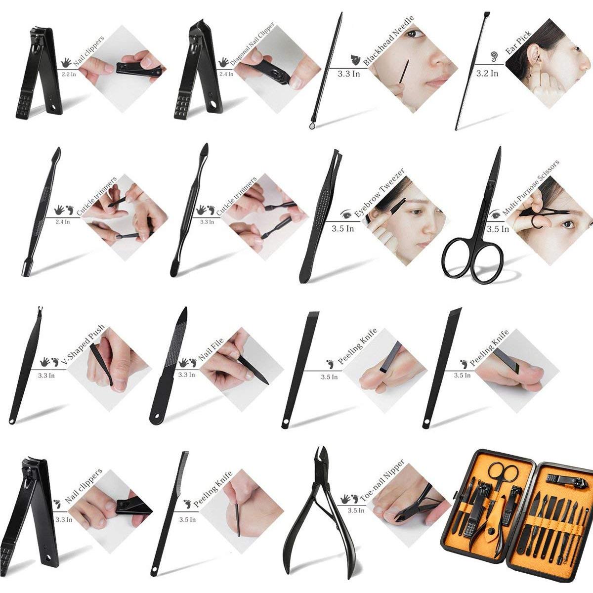 Kit de herramientas de manicura 15 piezas YHIT negro/amarillo