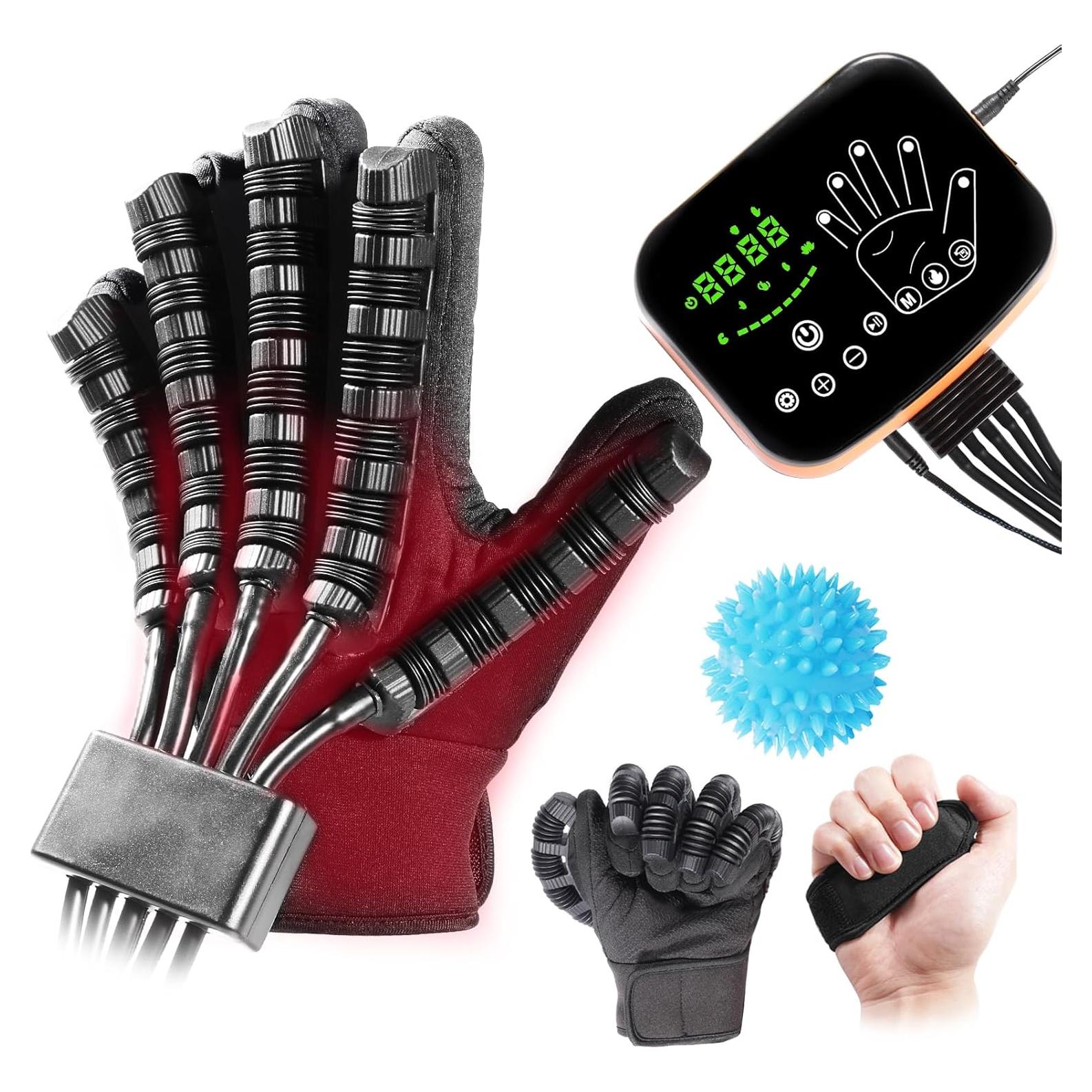 Heated Rehabilitation Robot Glove For Stroke Hand Therapy Equipment, Heated Finger Rehabilitation Trainer Robot Gloves, Heated Therapy Equipment For Stroke Fingers, Stroke Hand Recovery Equipment.