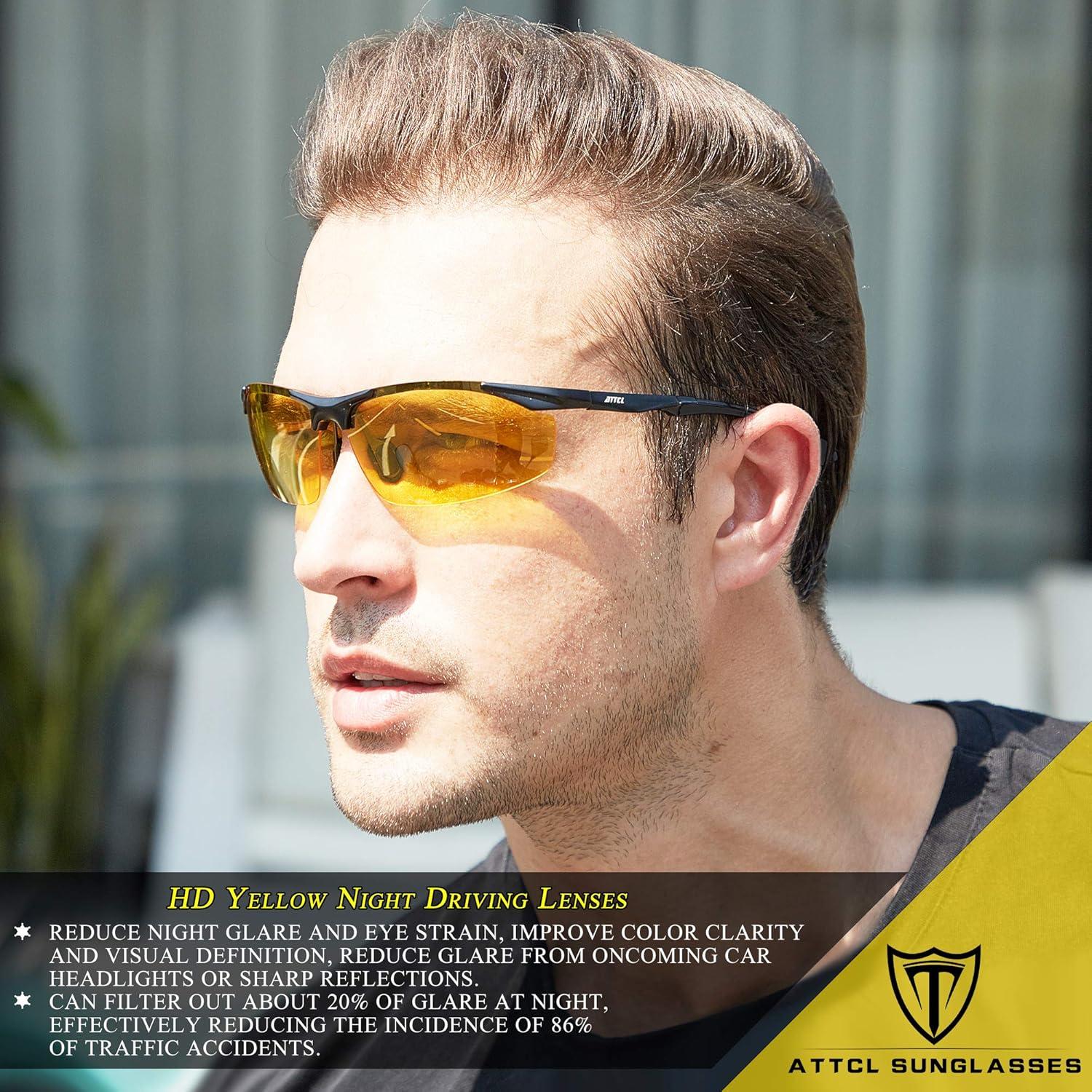 Gafas de sol polarizadas ATTCL para hombres, UV, ligeras