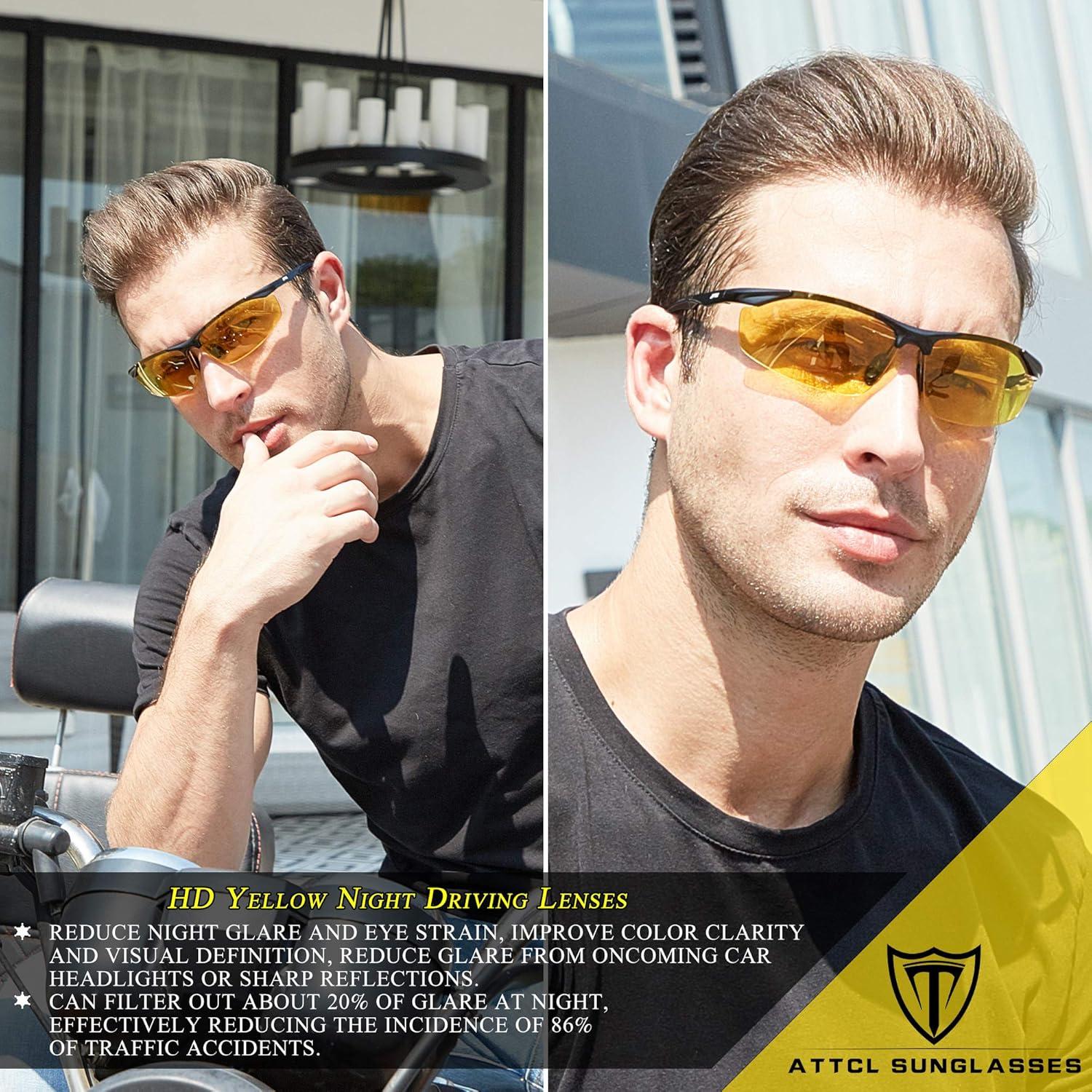 Gafas de sol polarizadas ATTCL para hombres, UV, ligeras