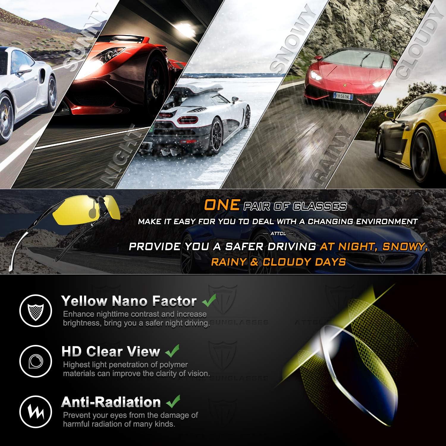 Gafas de sol polarizadas ATTCL para hombres, UV, ligeras