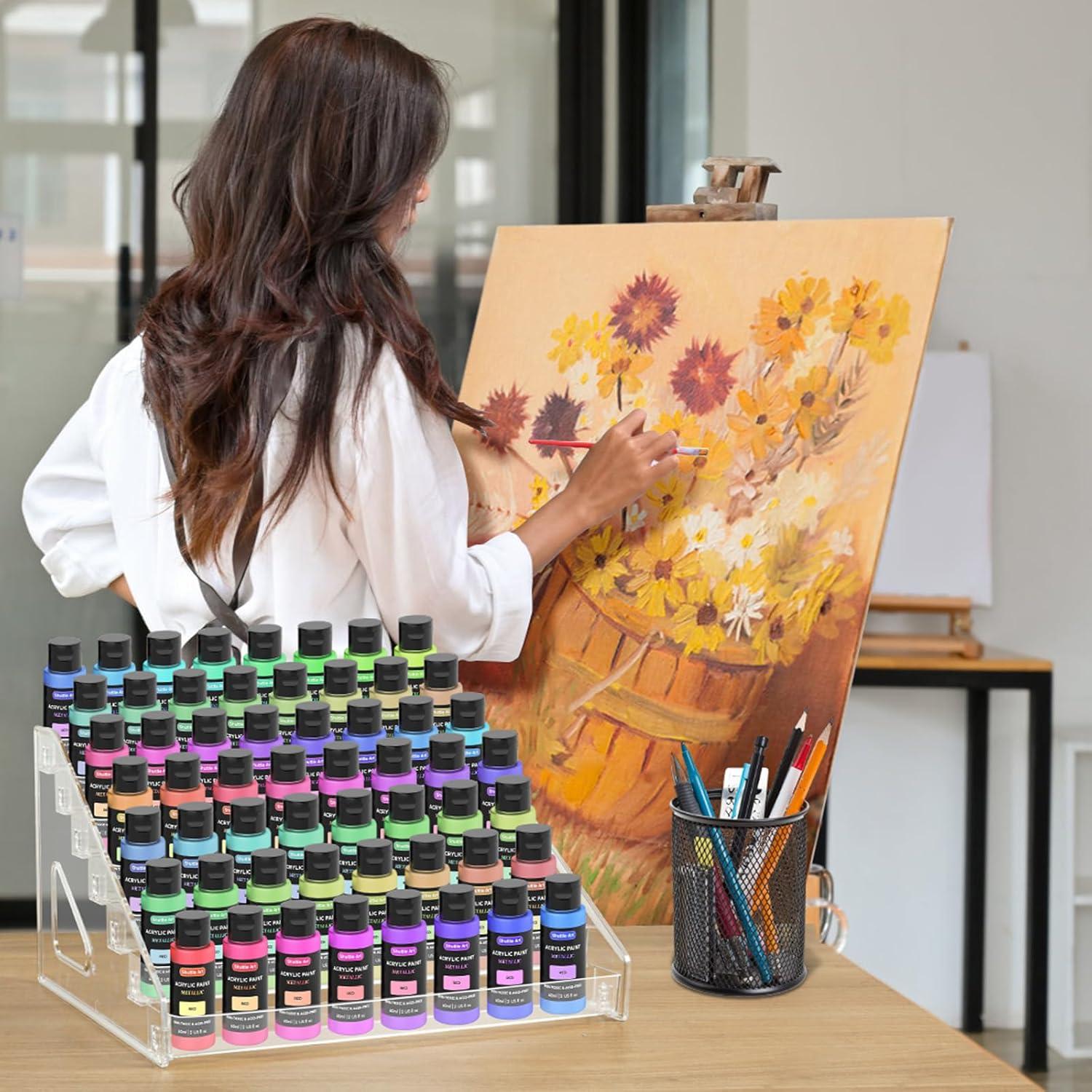 Organizador de Pintura Vowcarol 7 Capas Transparente 56 Botellas