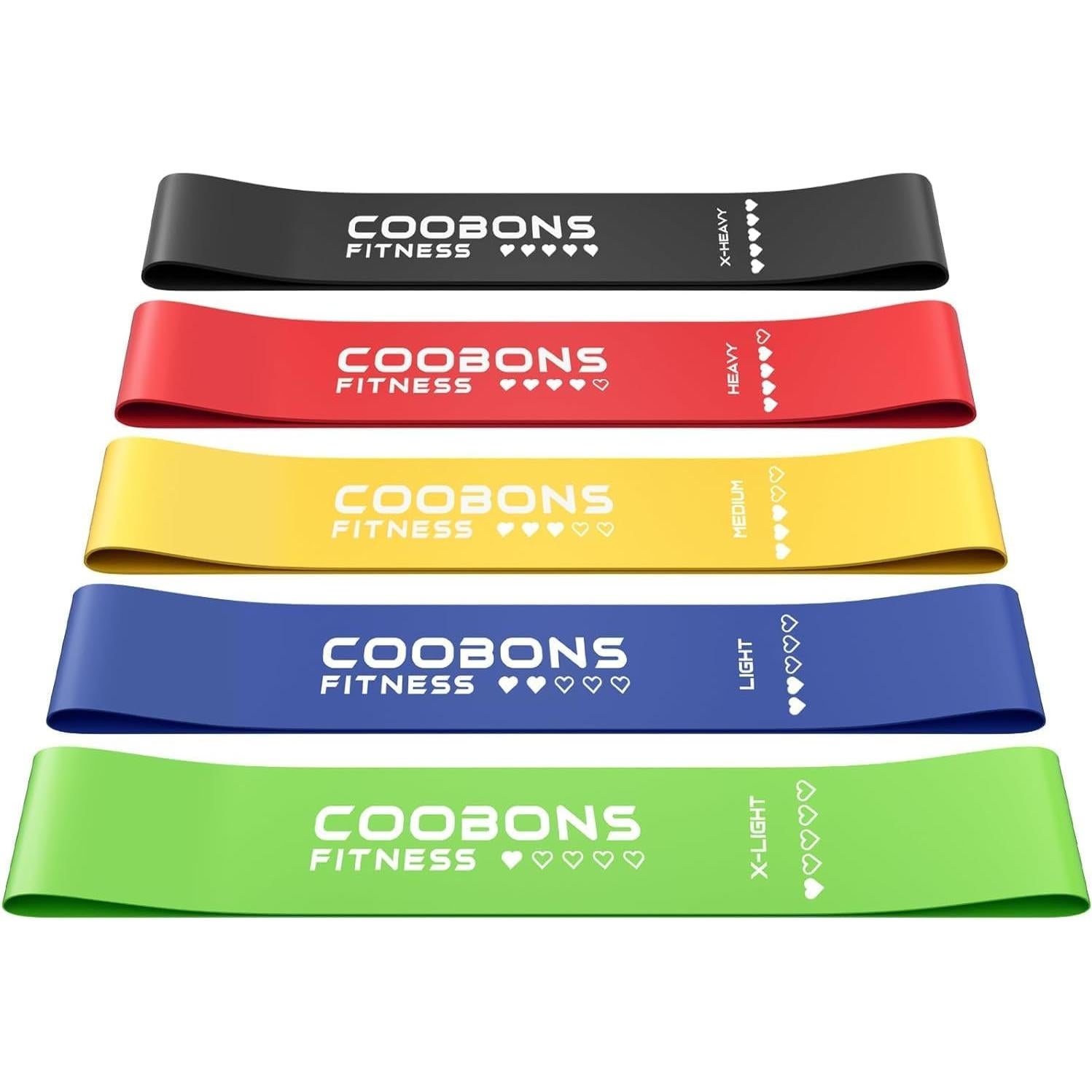Bandas de Resistencia COOBONS Fitness 5 Niveles Láttex 30.48cm