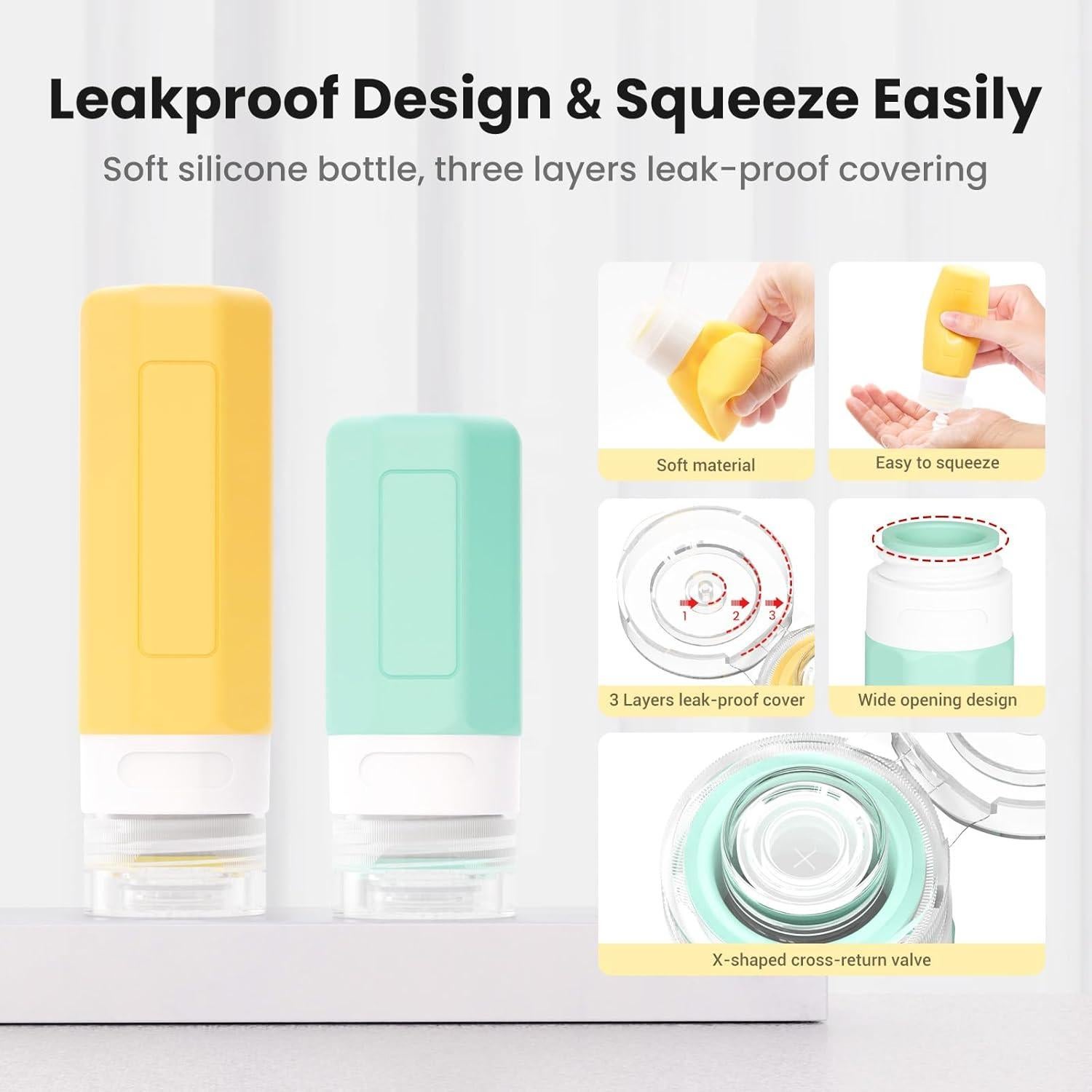 17 Piezas Botellas de Viaje Ruinovate Aprobadas TSA