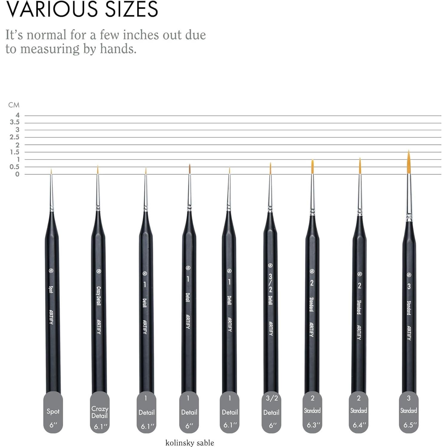 Juego de Pinceles ARTIFY 9 Piezas Detalle Miniatura Nylon