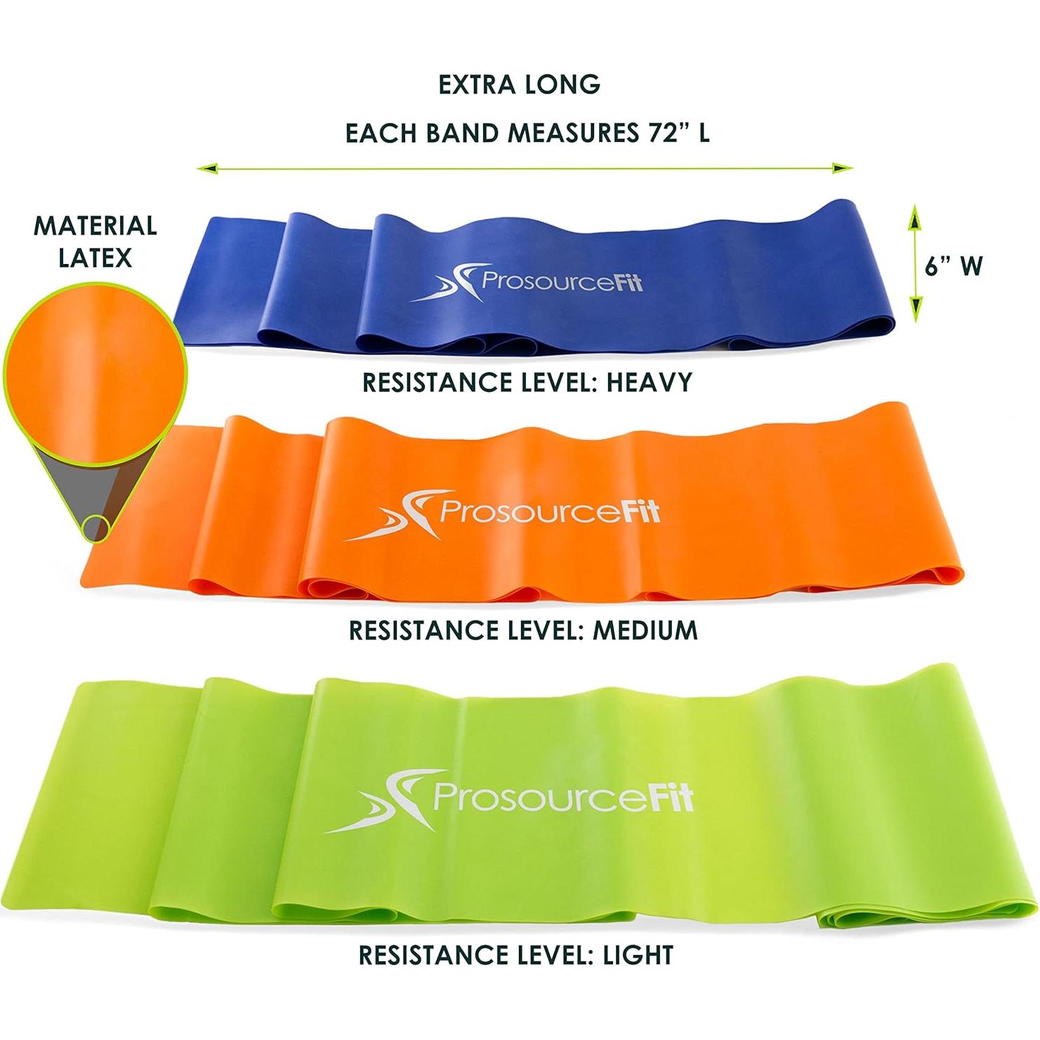 Conjunto de 3 Bandas de Resistencia ProsourceFit 1.83m - Terapia y Pilates