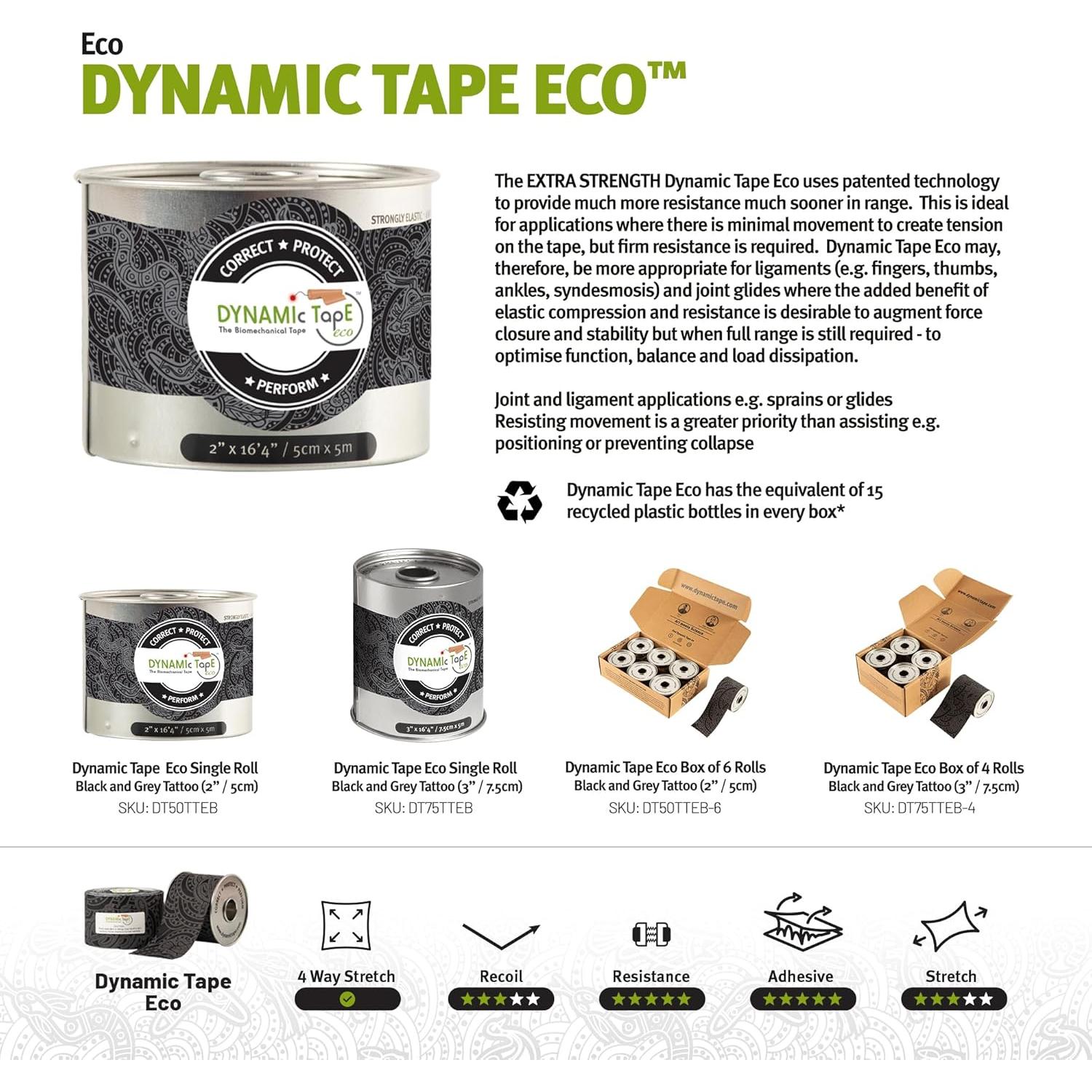 Cinta Dinámica Biomecánica 2 Rollos Eco Gris y Negro 7.62 cm