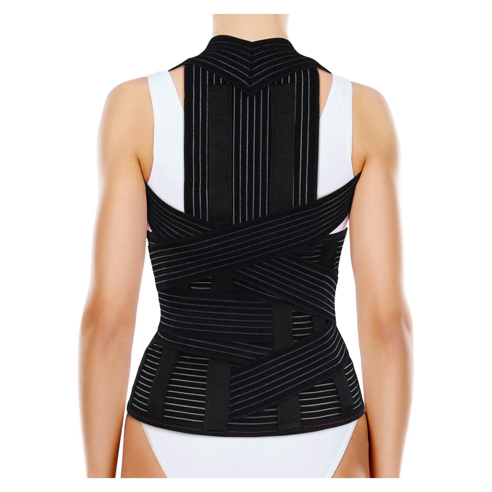 ORTONYX Soporte Lumbar Completo con Almohadilla Removible - Alivio Dolor Espalda - Mediano Negro