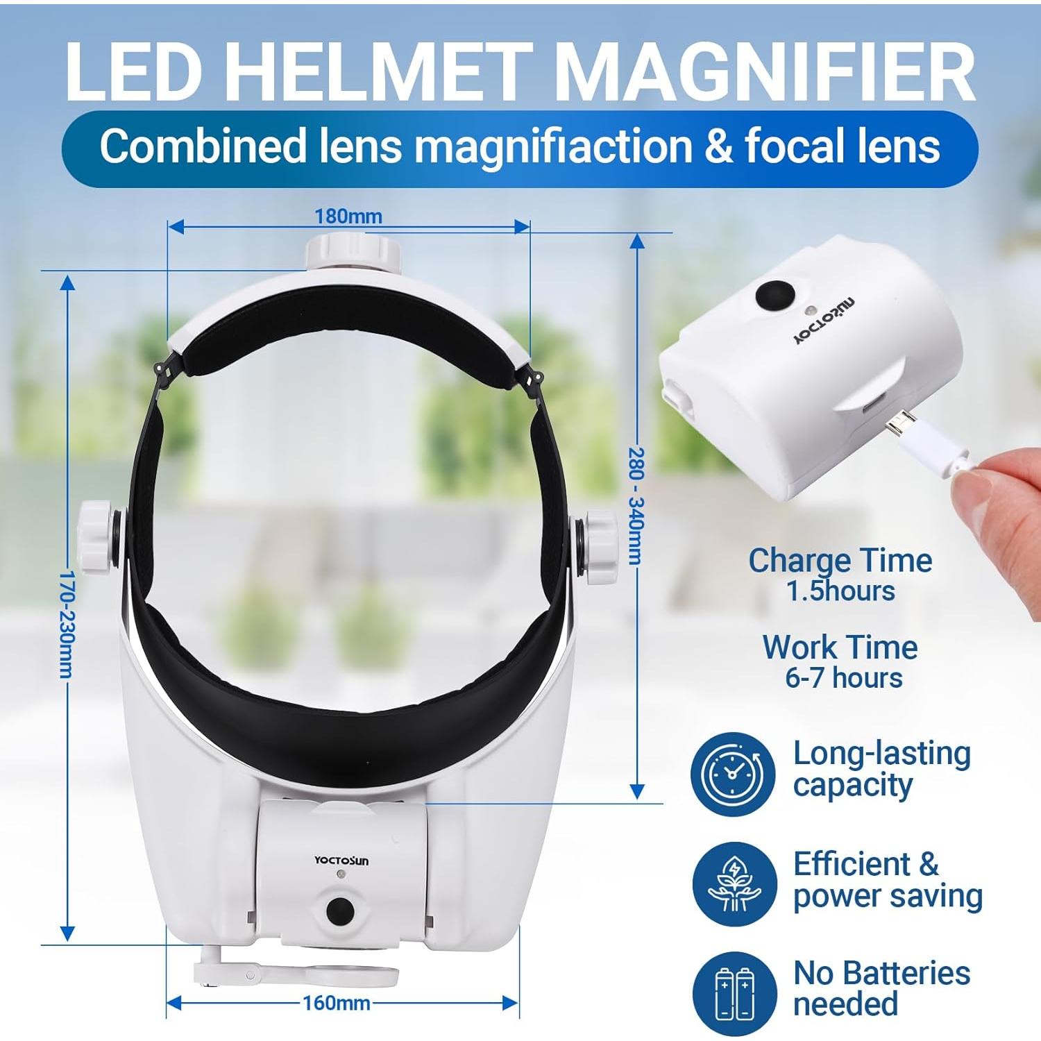 Lupa de Diadema YOCTOSUN 1X-14X LED Recargable